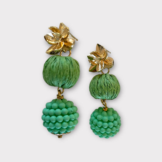 Green Raffia Candy Earrings