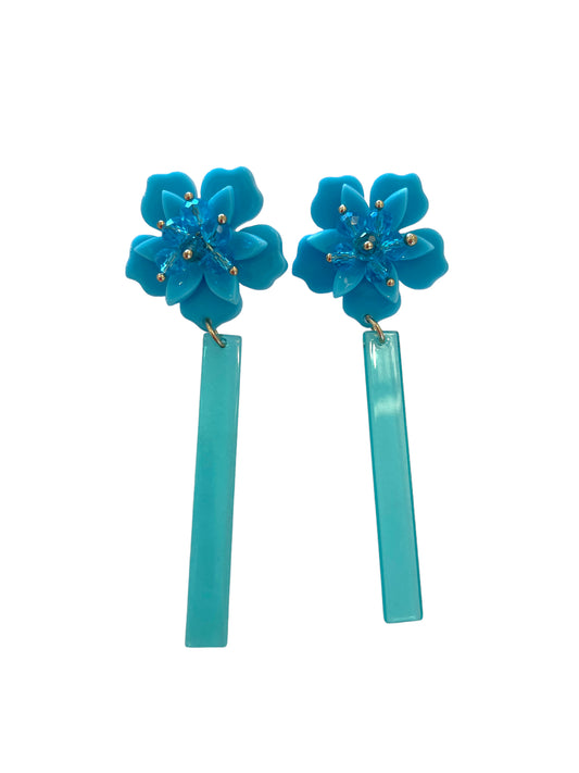 Turquoise bar flower earrings