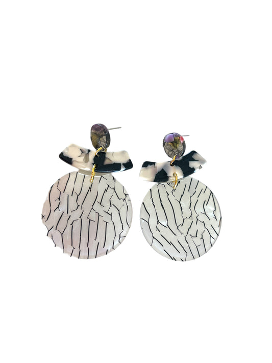 Black marble zebra earrings