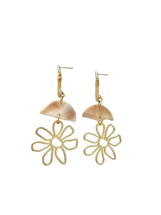 Triple shell flower earrings