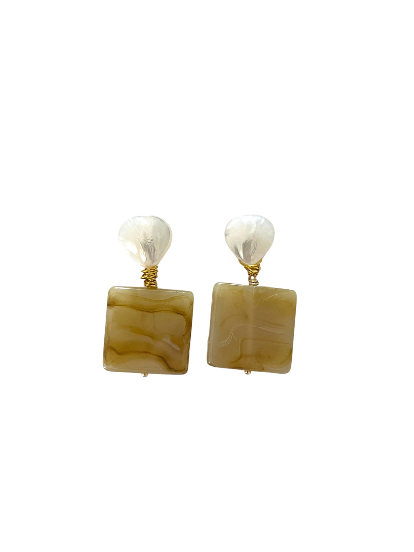 Chartreuse Square Earrings
