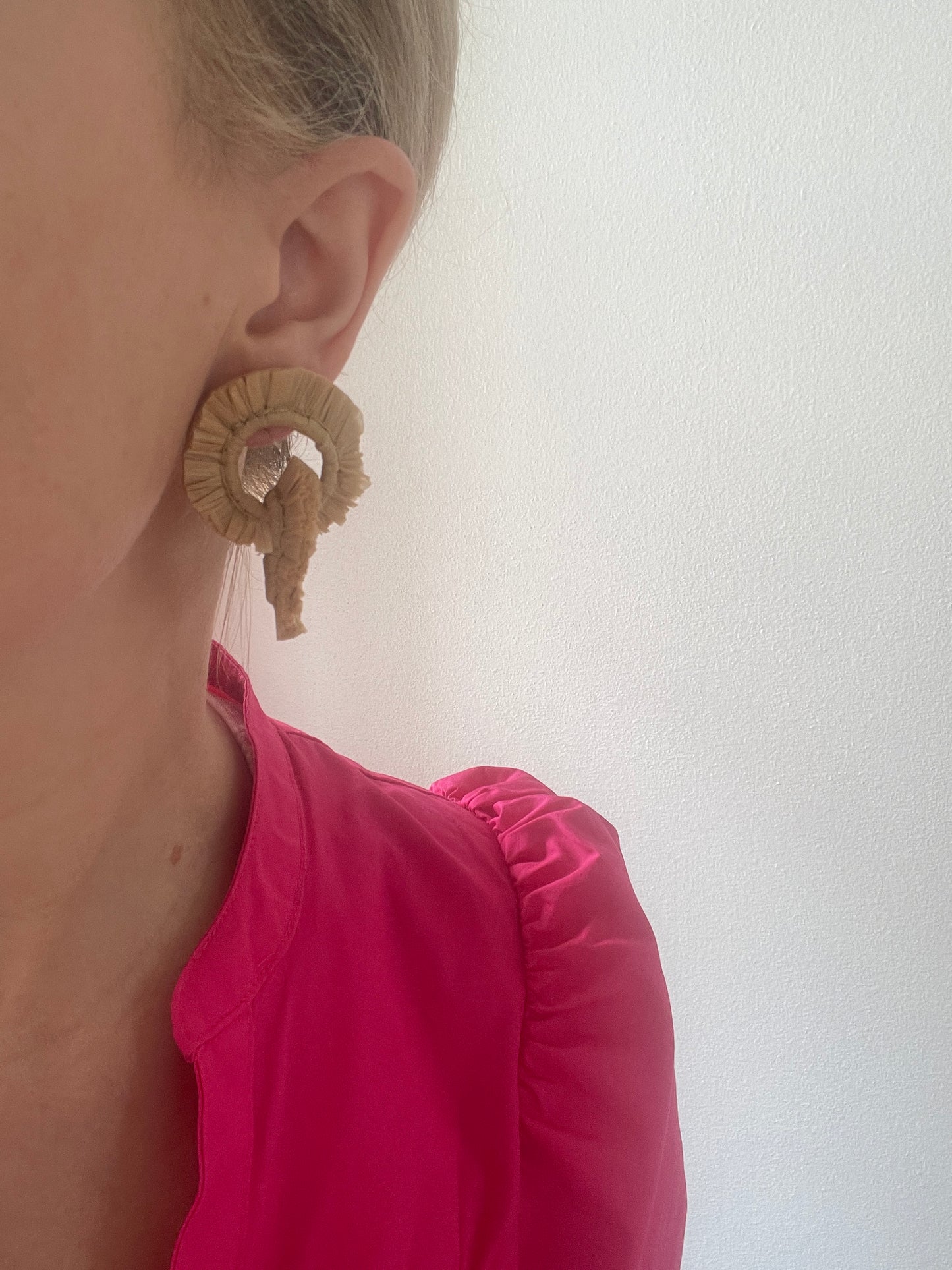 Raffia Fringe Earrings - Natural