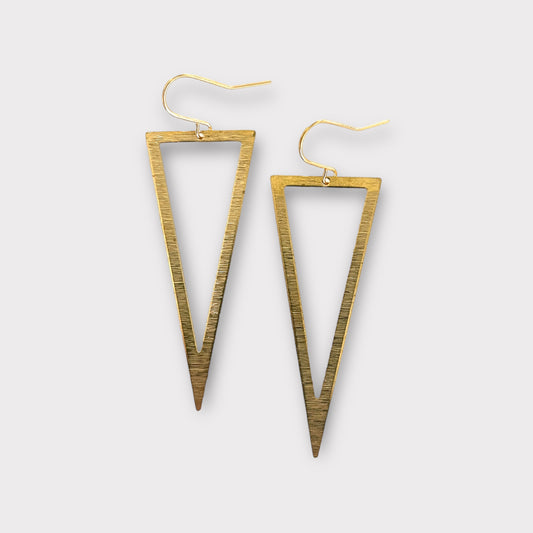 Raw Brass Triangle Hook Earrings