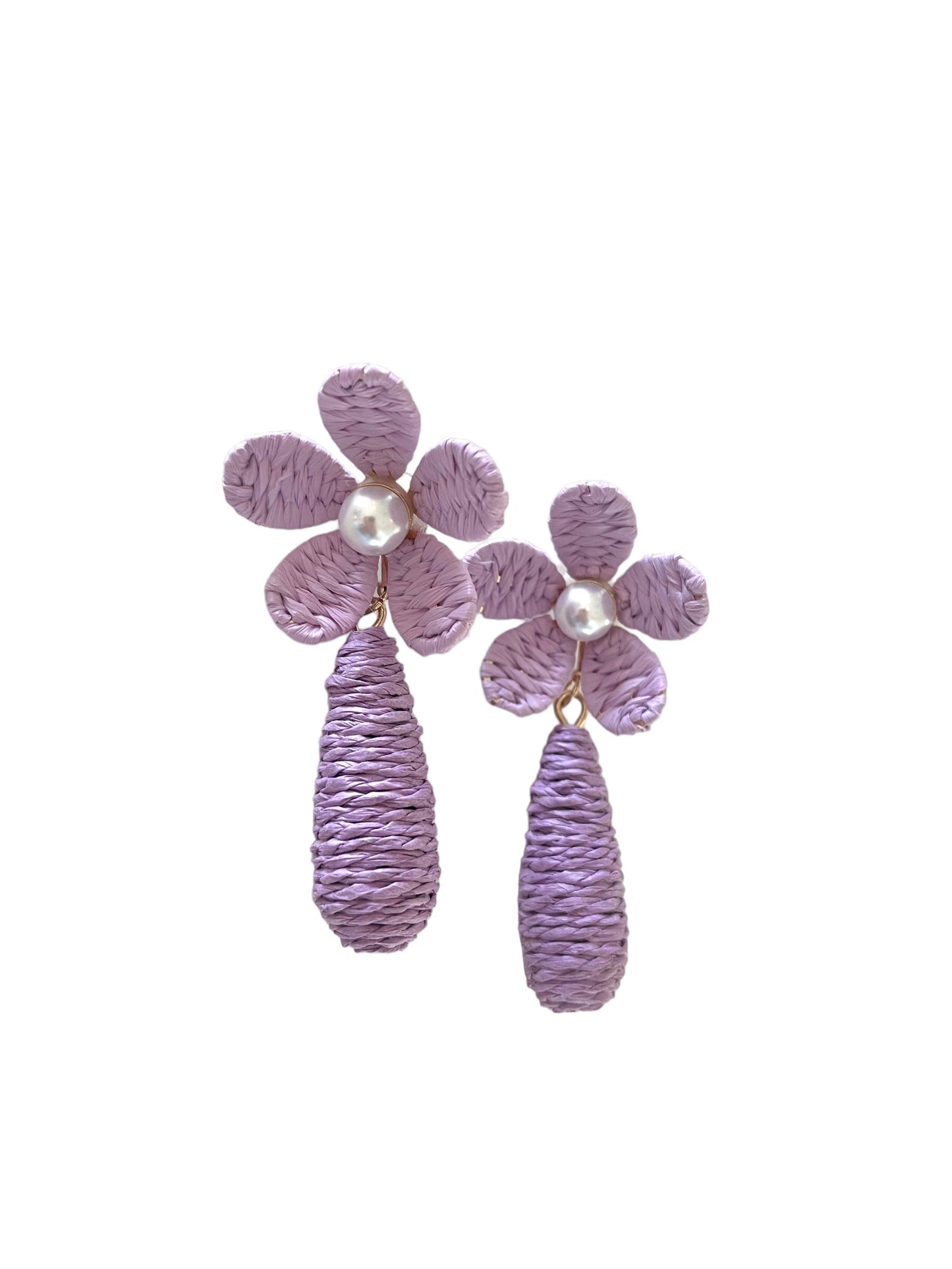 Braided Flower Earrings - Lavender