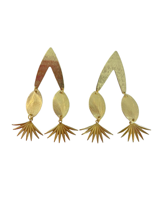 Mini palm gold earrings