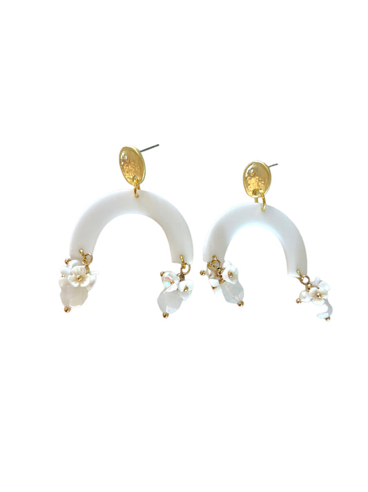 White arch earrings