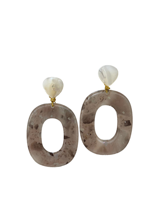 Oval Earrings - Silver Speckle