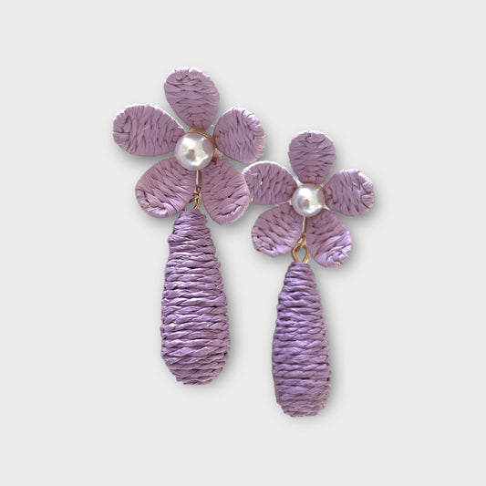 Braided Flower Earrings - Lavender