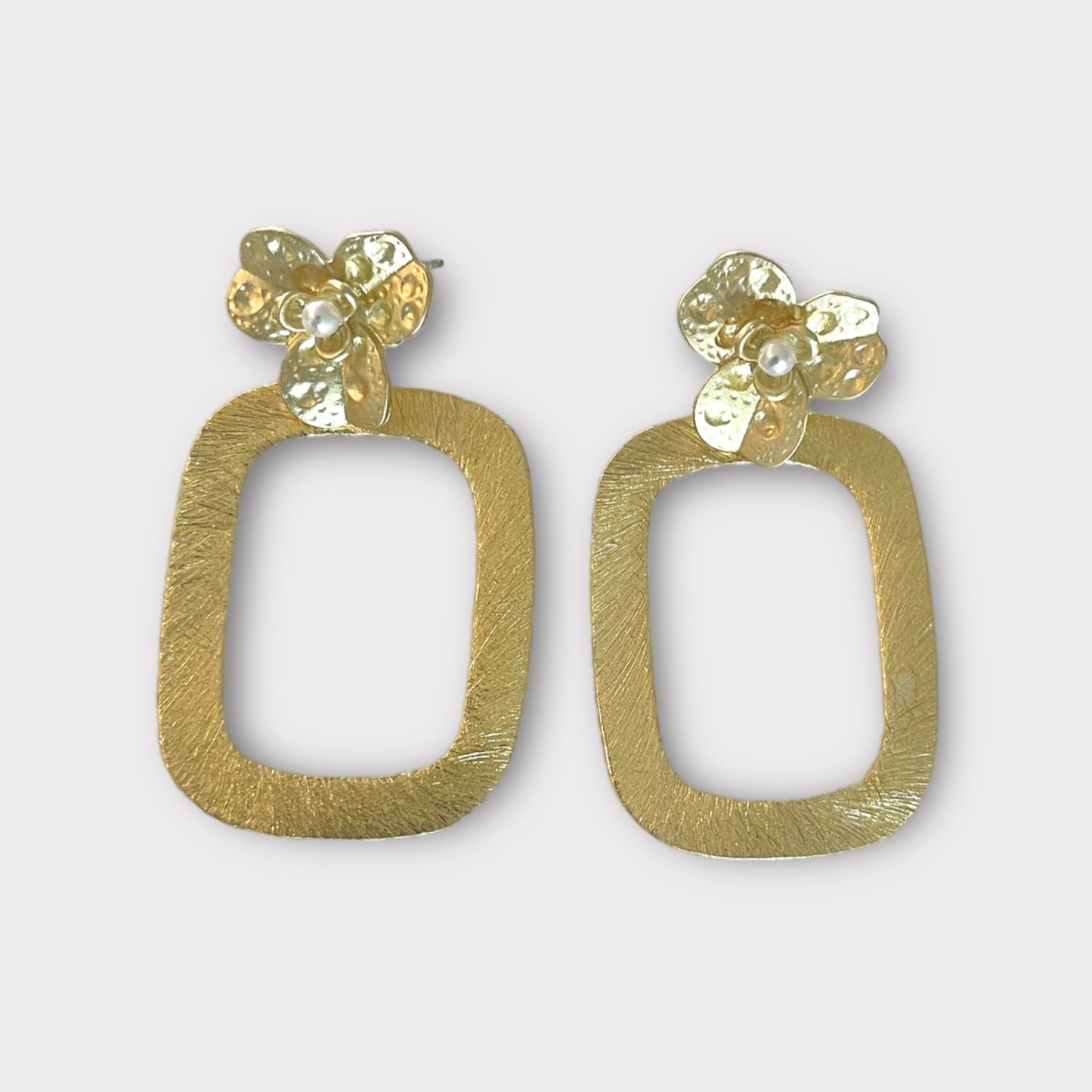 Brushed Gold Shield Earrings