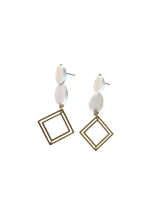 Shell brass diamond earrings
