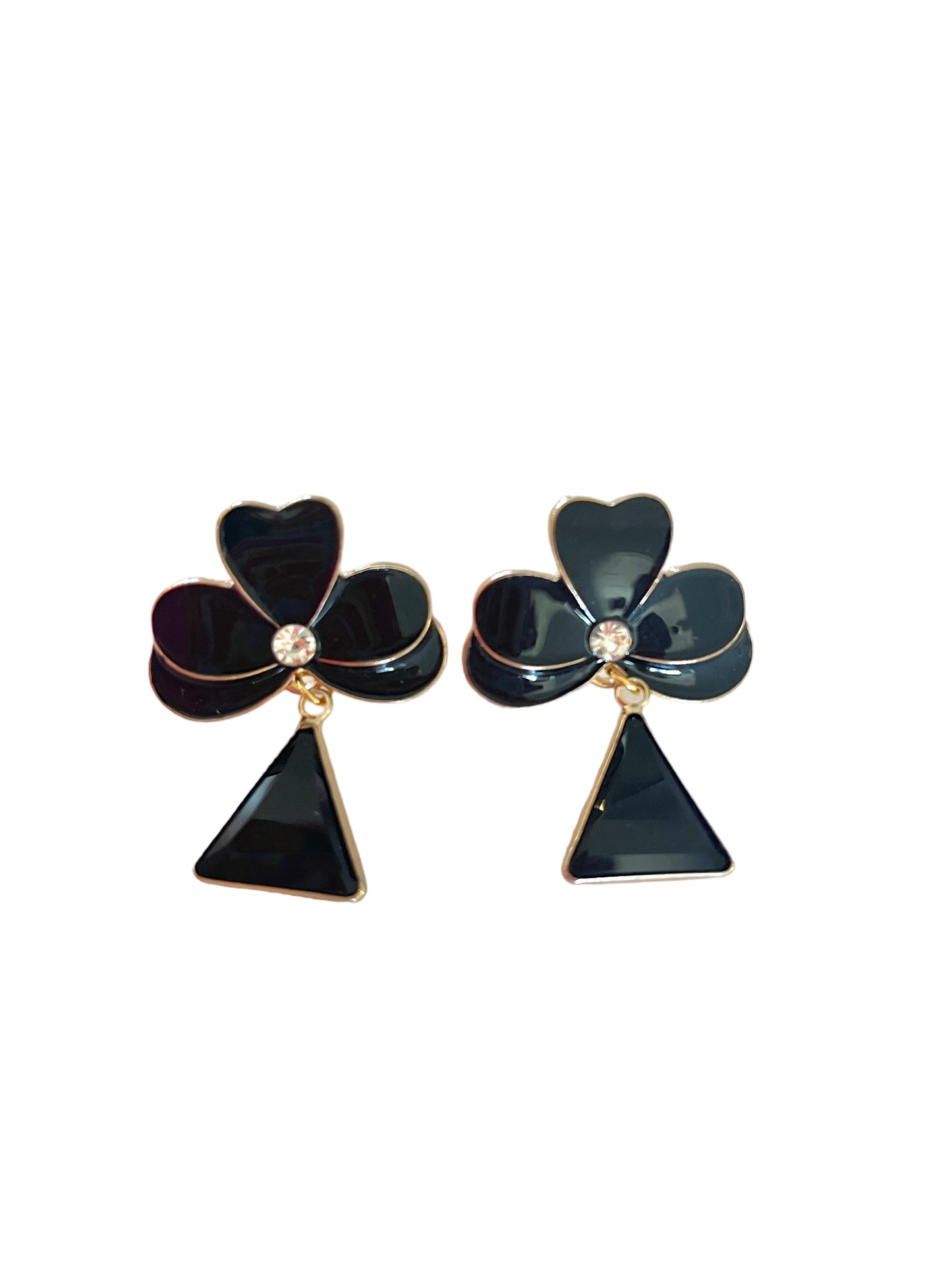 Black stone triangle earrings