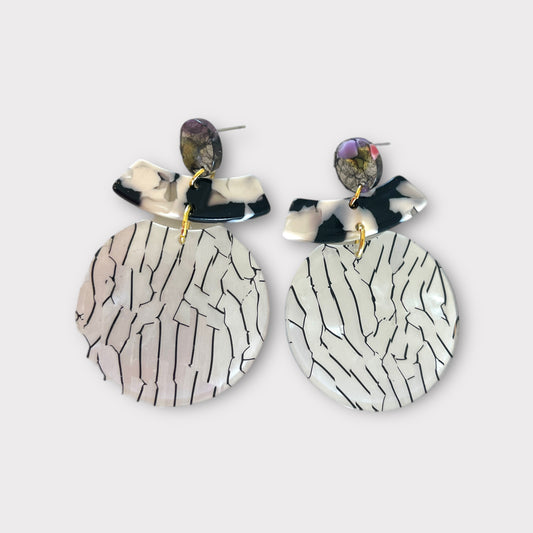Black marble zebra earrings