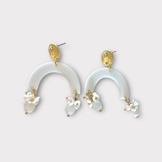 White arch earrings