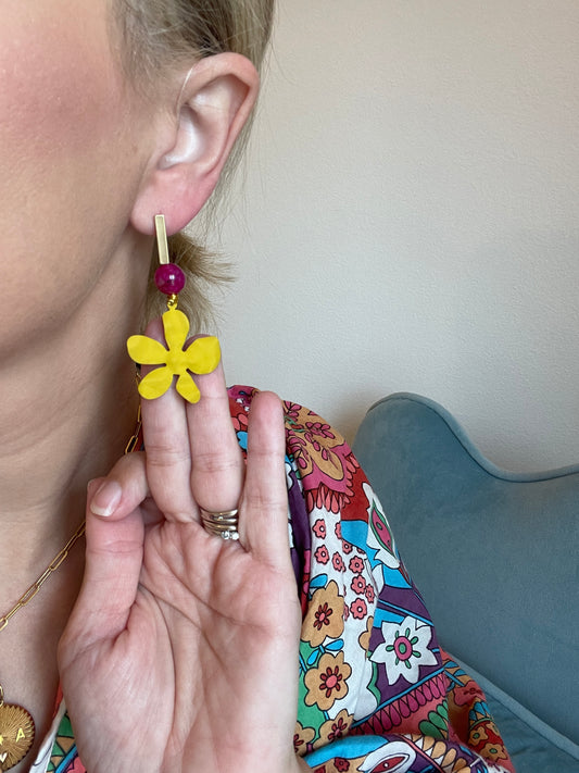 Chartreuse Flower Earrings