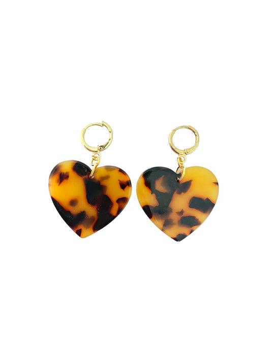 Tortoise heart earrings