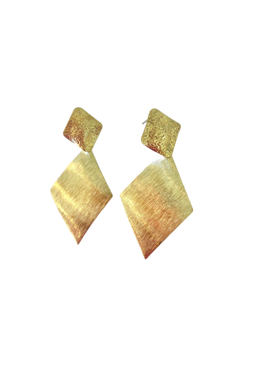 Double diamond brass earrings