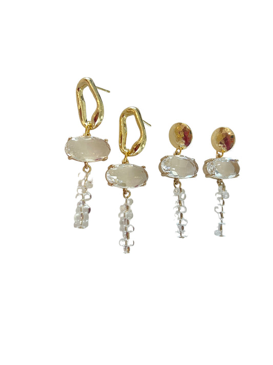 Clear stacked bead earrings II