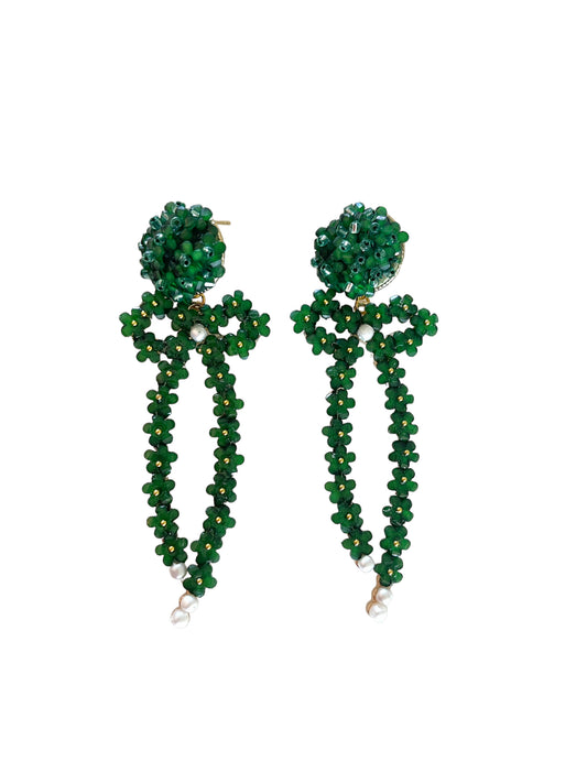 Green Bow Earrings - Hydrangea Post