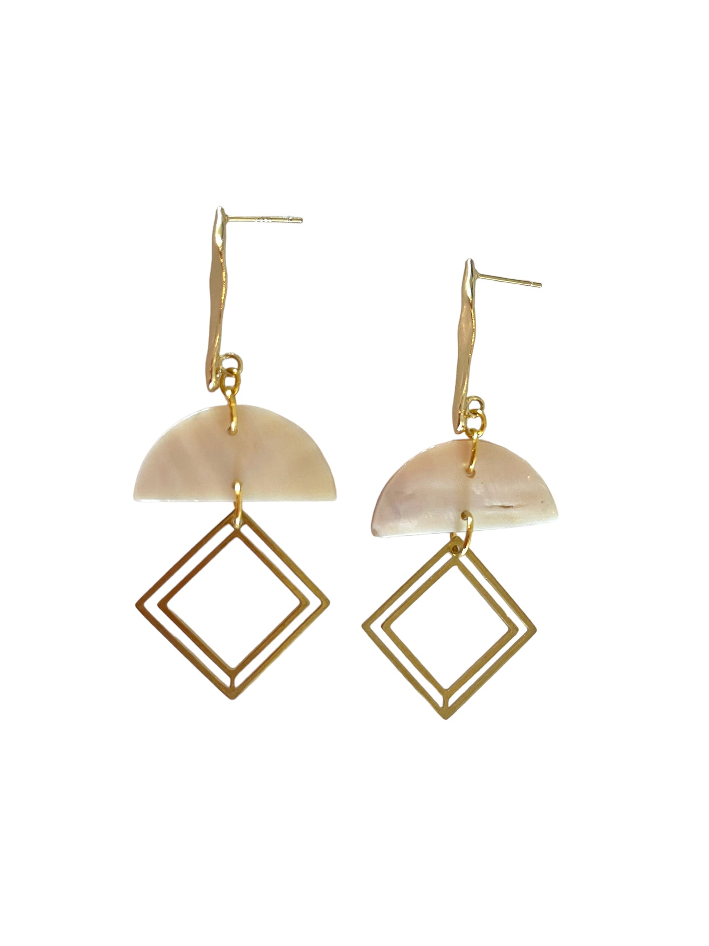 Brass diamond earrings - bar top