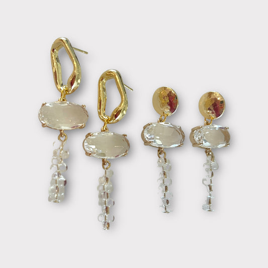 Clear stacked bead earrings II