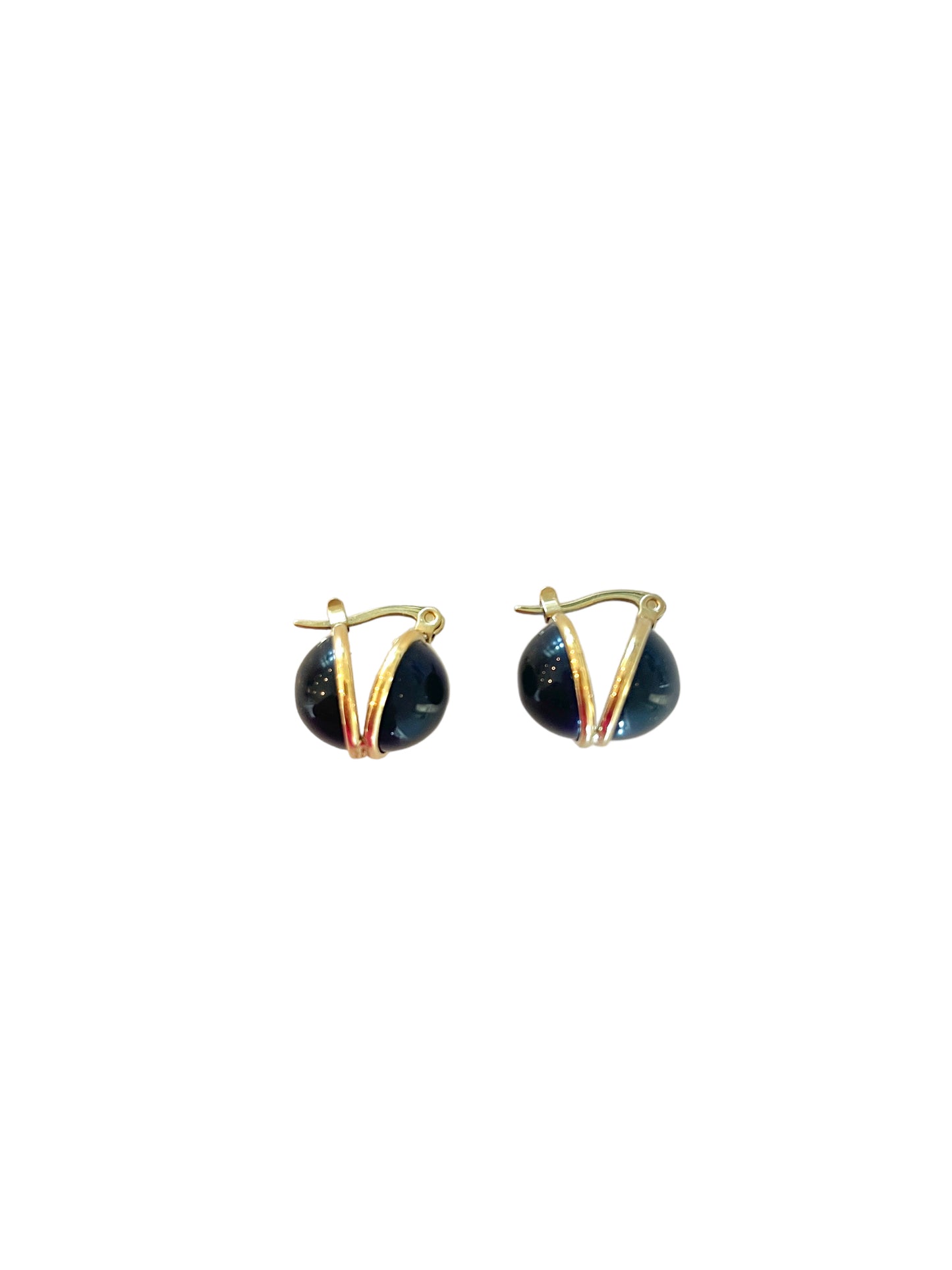 Navy enamel huggie earrings