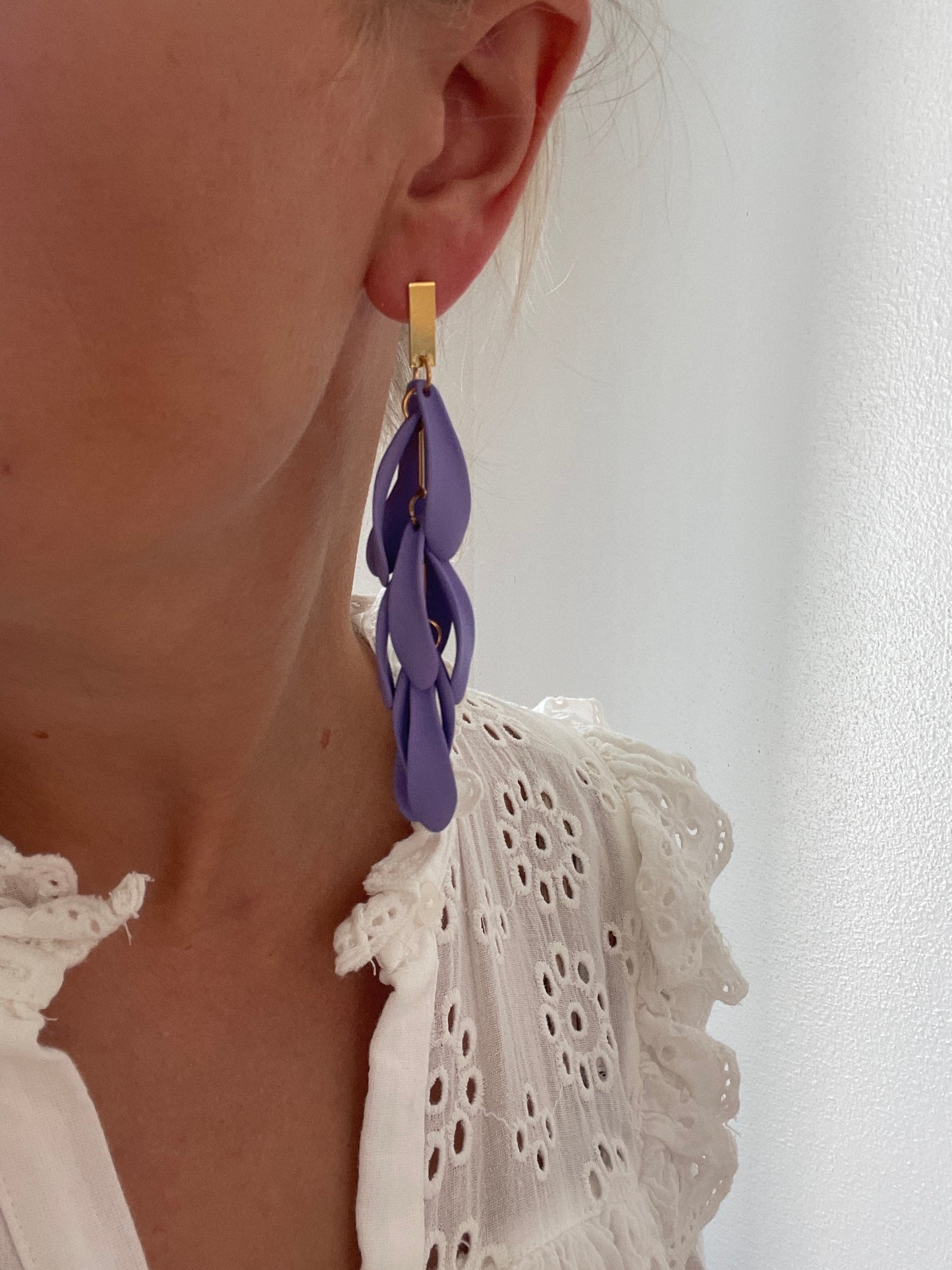 Multi Leaf Earrings - Purple