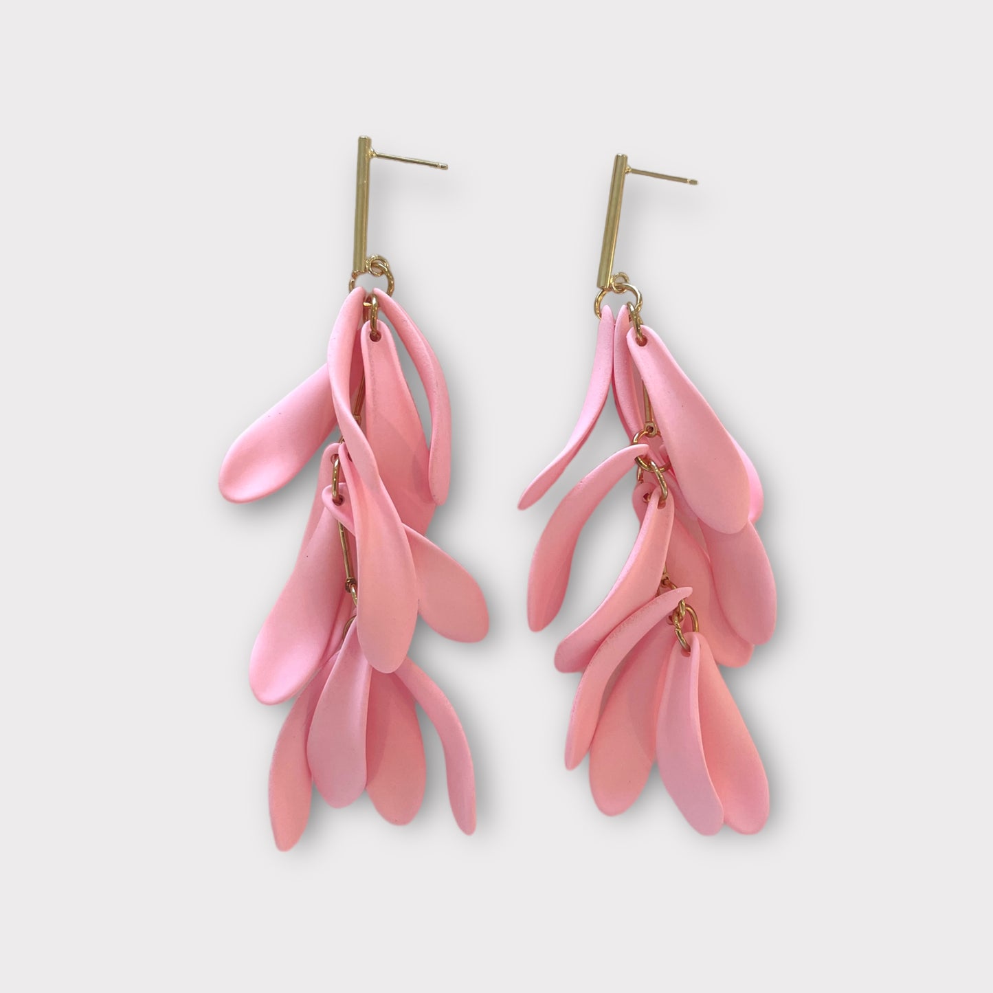 Multi Leaf Earrings - Baby Pink