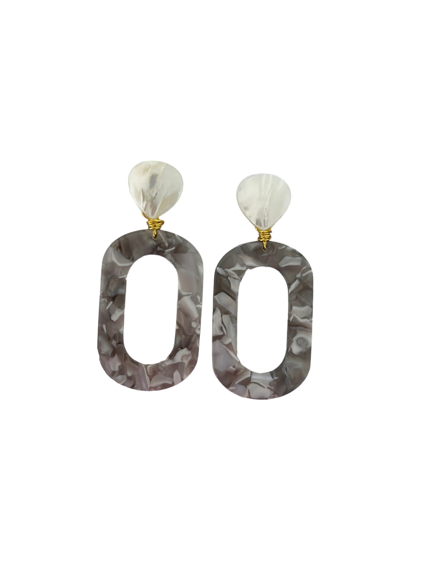 Oval Earrings - Grey