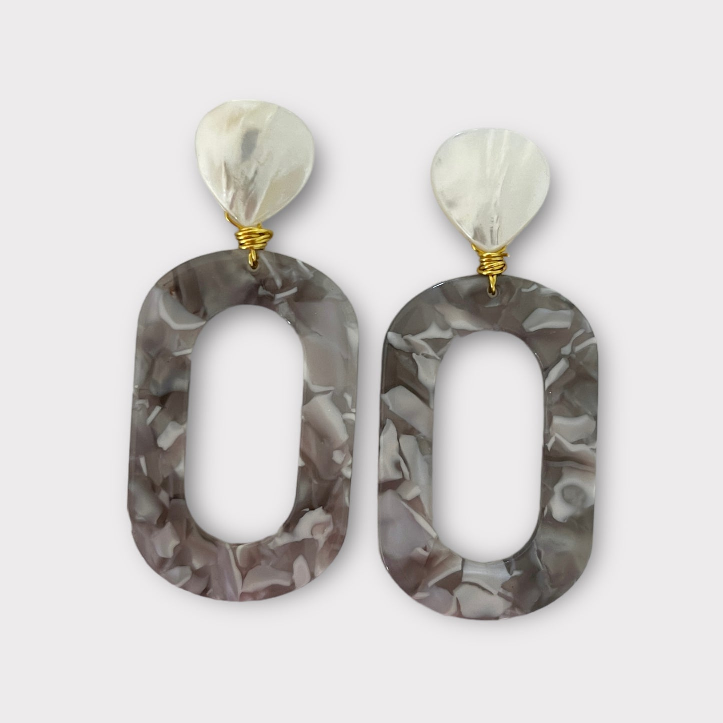 Oval Earrings - Grey