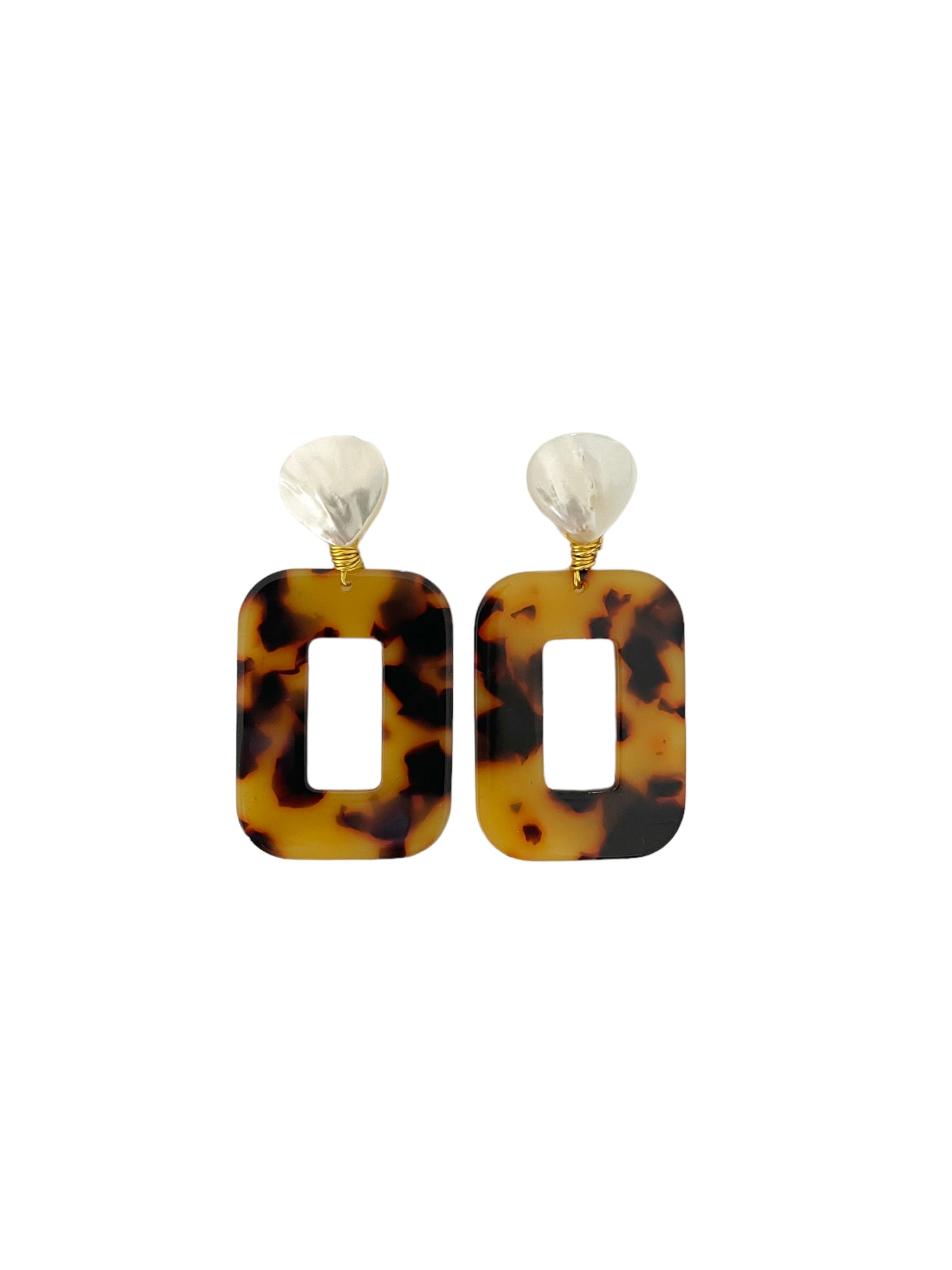 Tortoise Rectangle Earrings