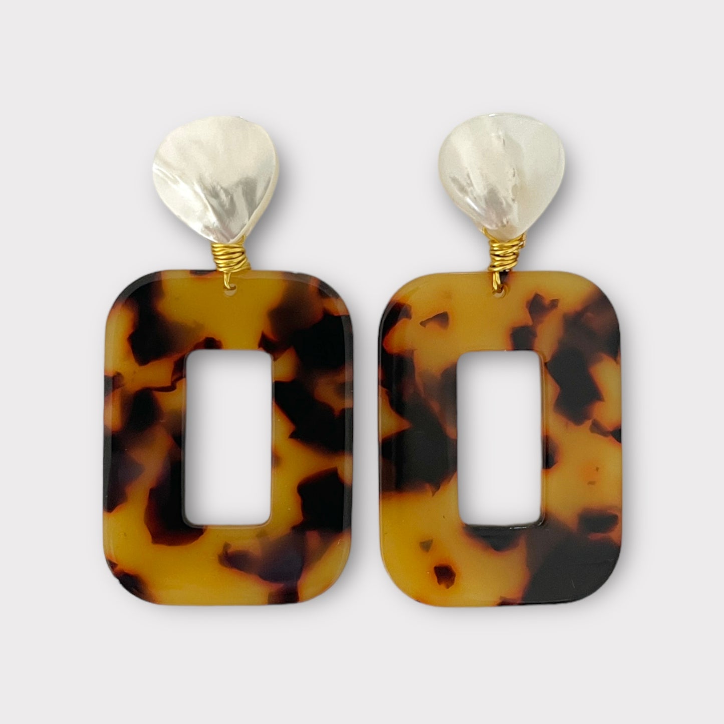 Tortoise Rectangle Earrings