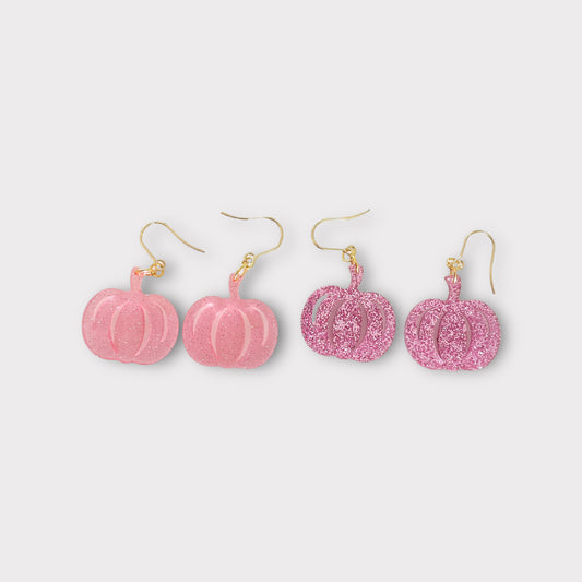 Sparkle Pink Pumpkin Earrings