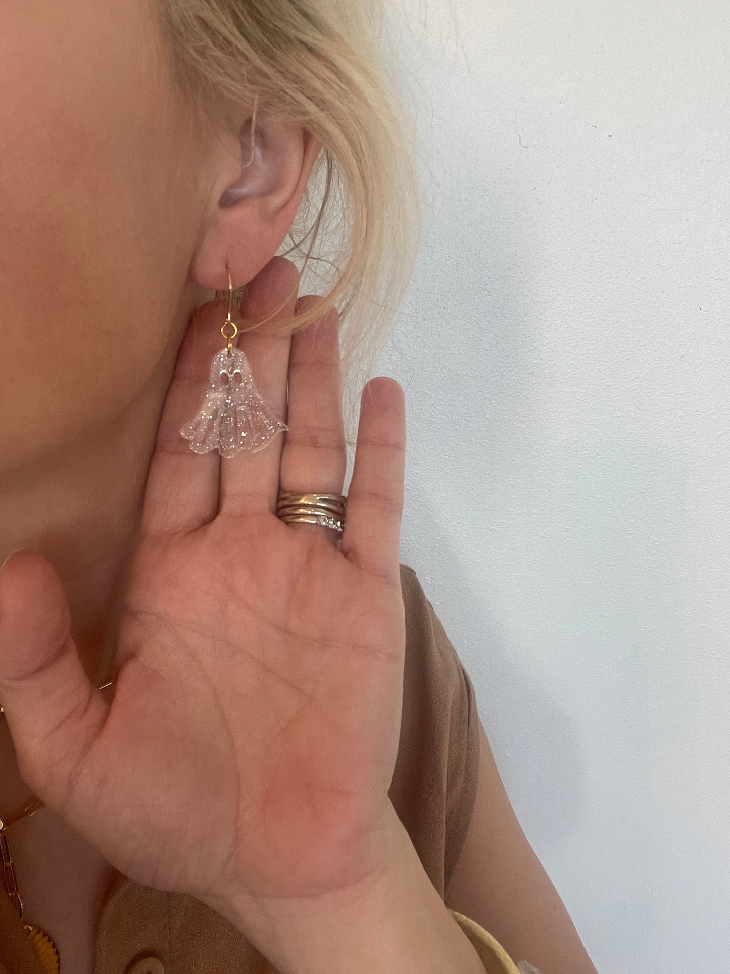 Clear Sparkle Ghost Earrings