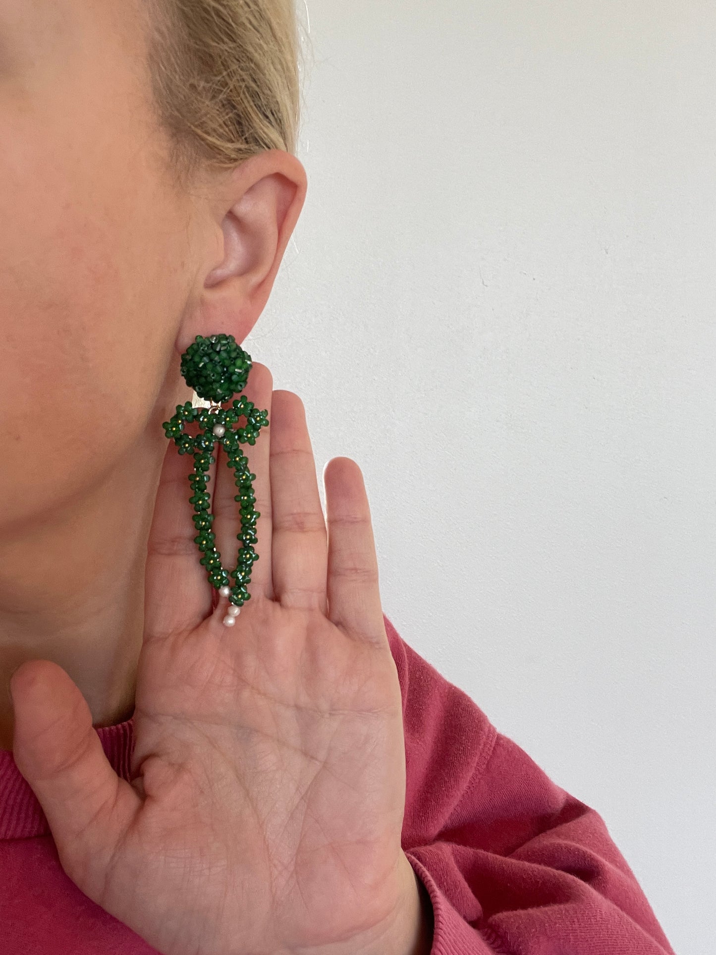 Green Bow Earrings - Hydrangea Post