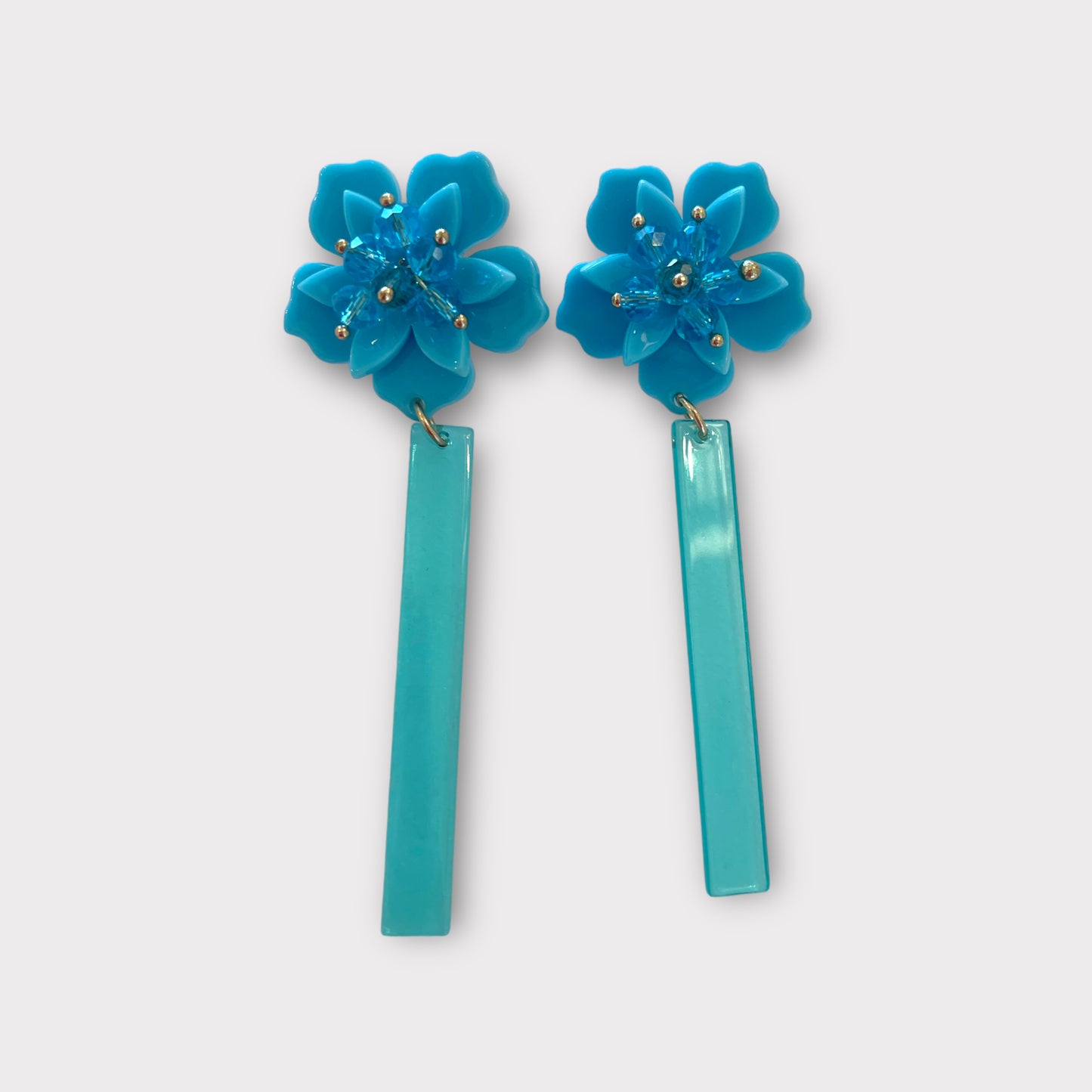 Turquoise bar flower earrings