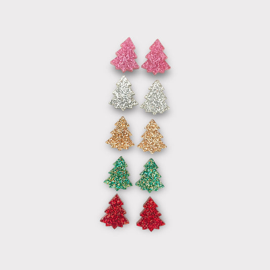 Small Glitter Christmas Tree Stud Earrings