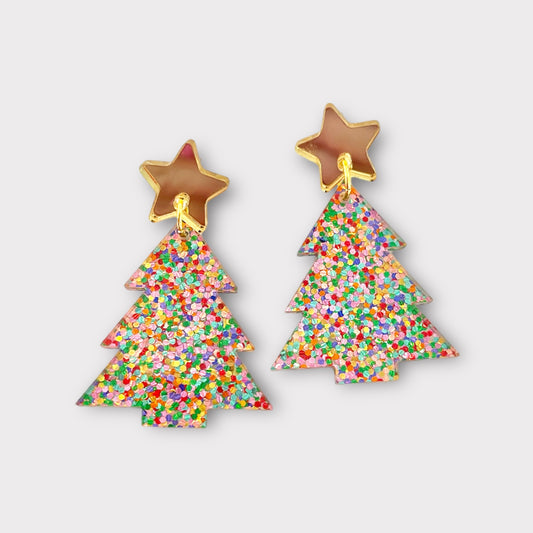 Confetti Tree Earrings - Glitter