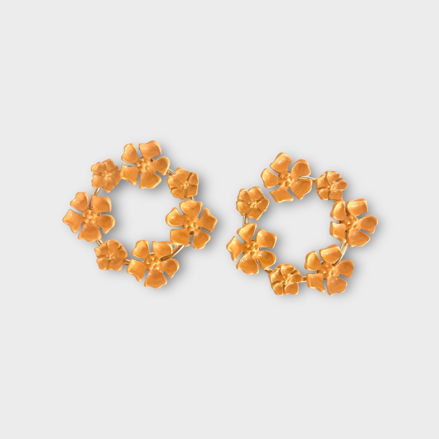 Circle Enamel Earrings - Yellow Orange