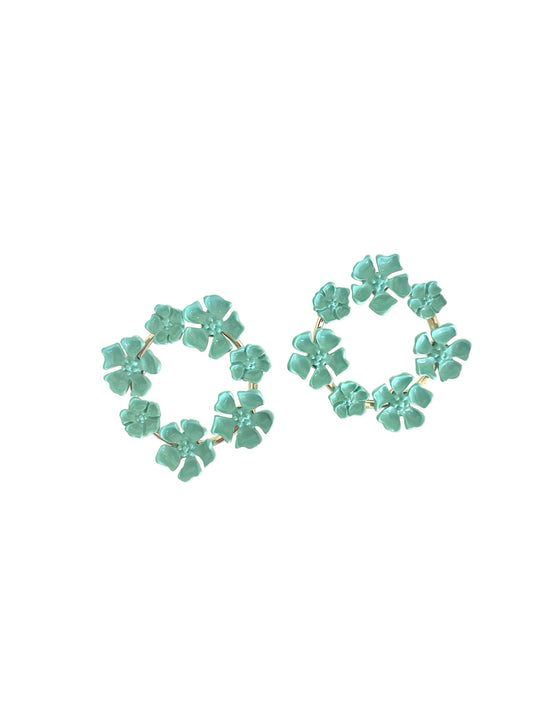 Circle Enamel Earrings - Mint
