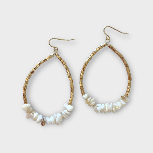 White Pebble Earrings