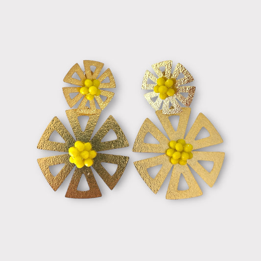 Large Flower Earrings - Yellow
