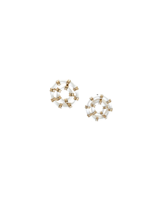 Bamboo Stud Earrings - White