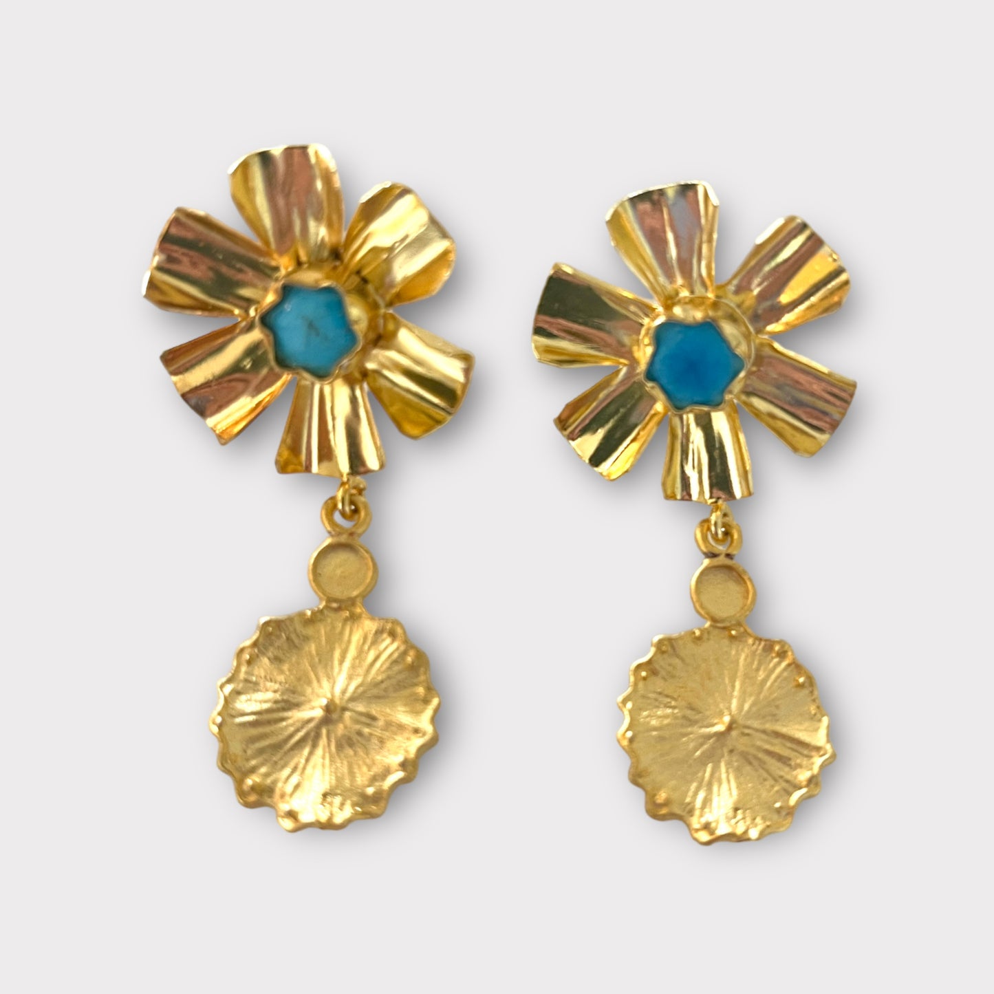 Turquoise Gold Plated Earrings