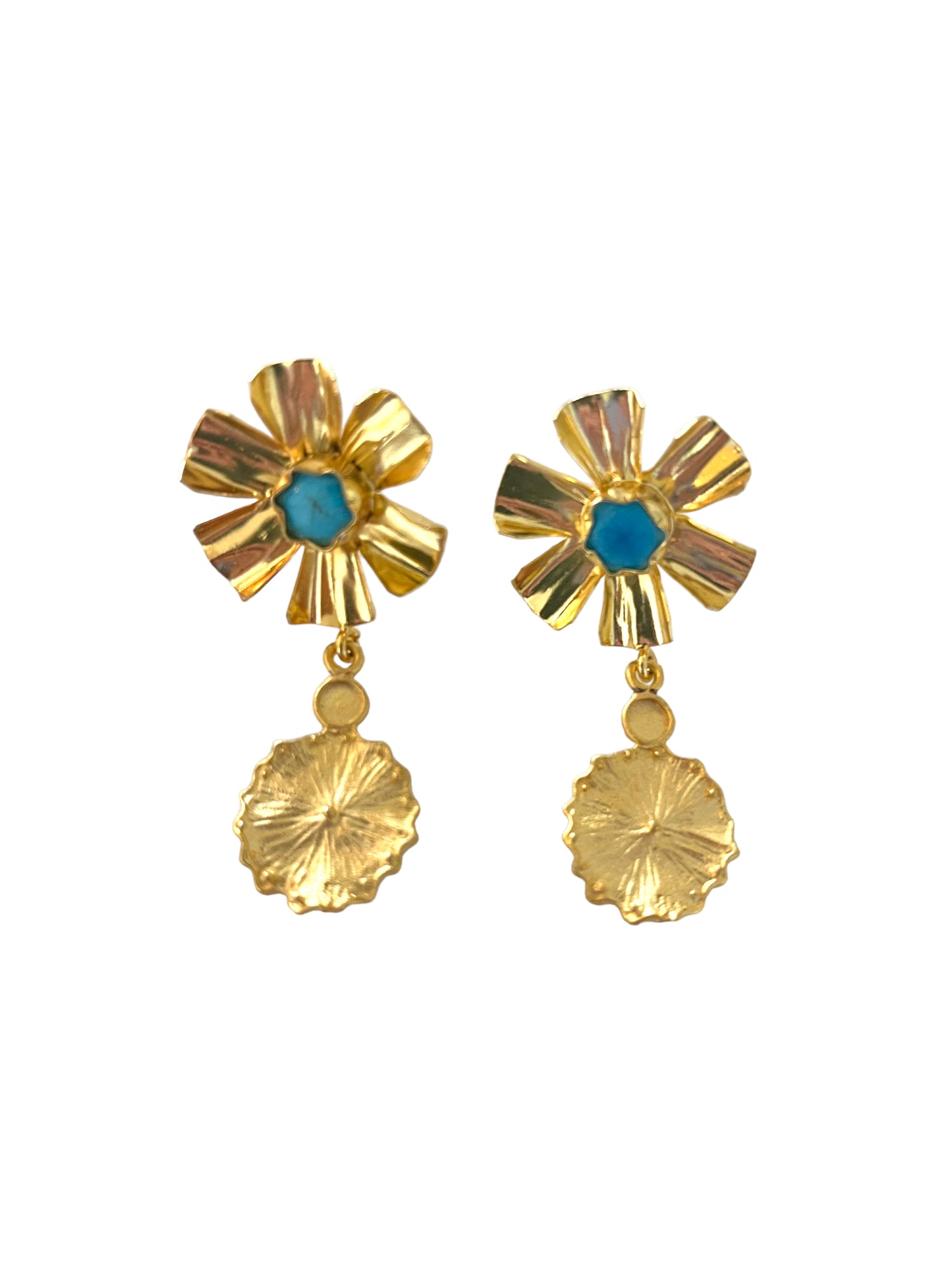 Turquoise Gold Plated Earrings