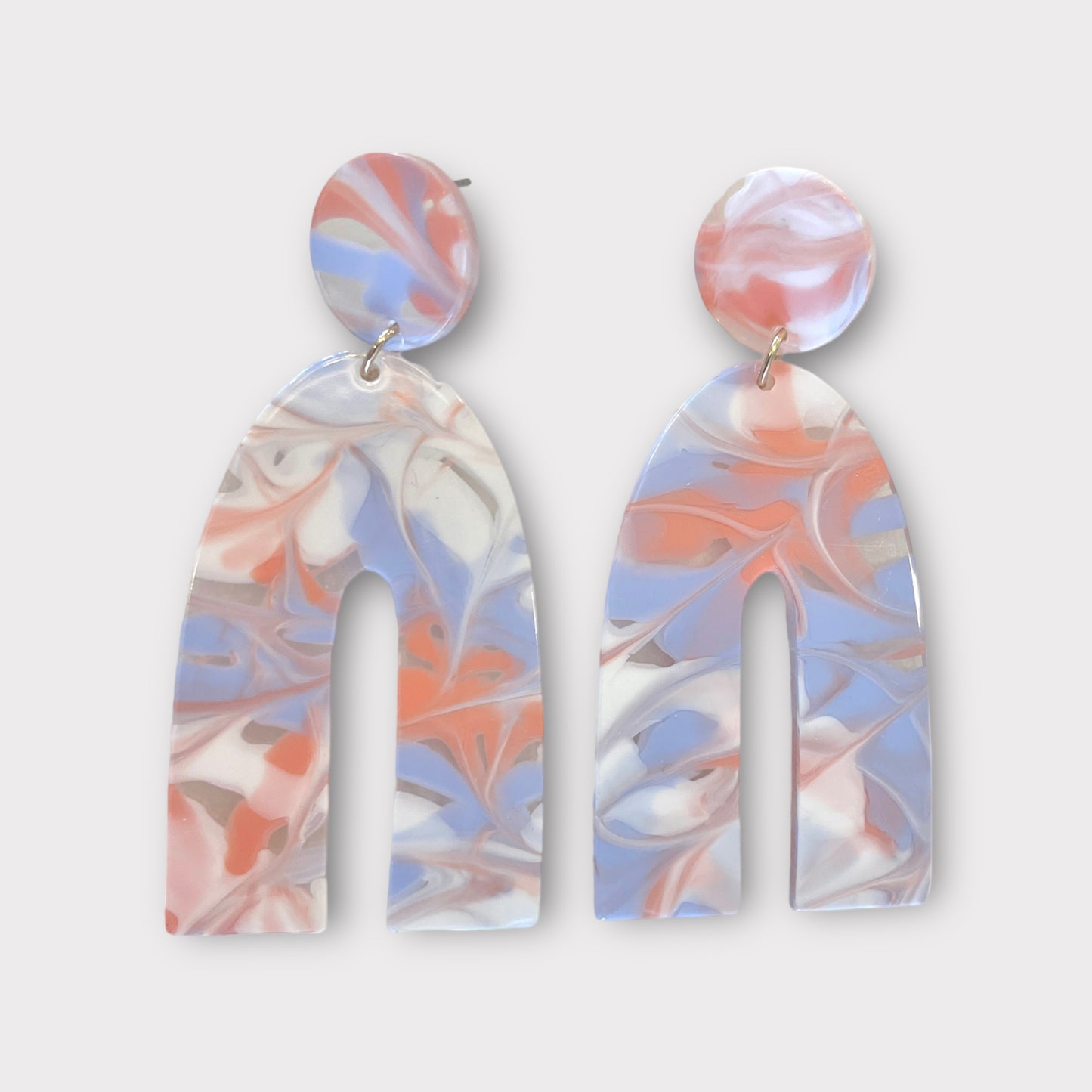 Large Marble Arch Earrings - Peach