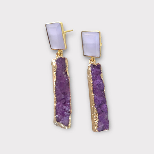 Jewel Druzy Earrings - Purple