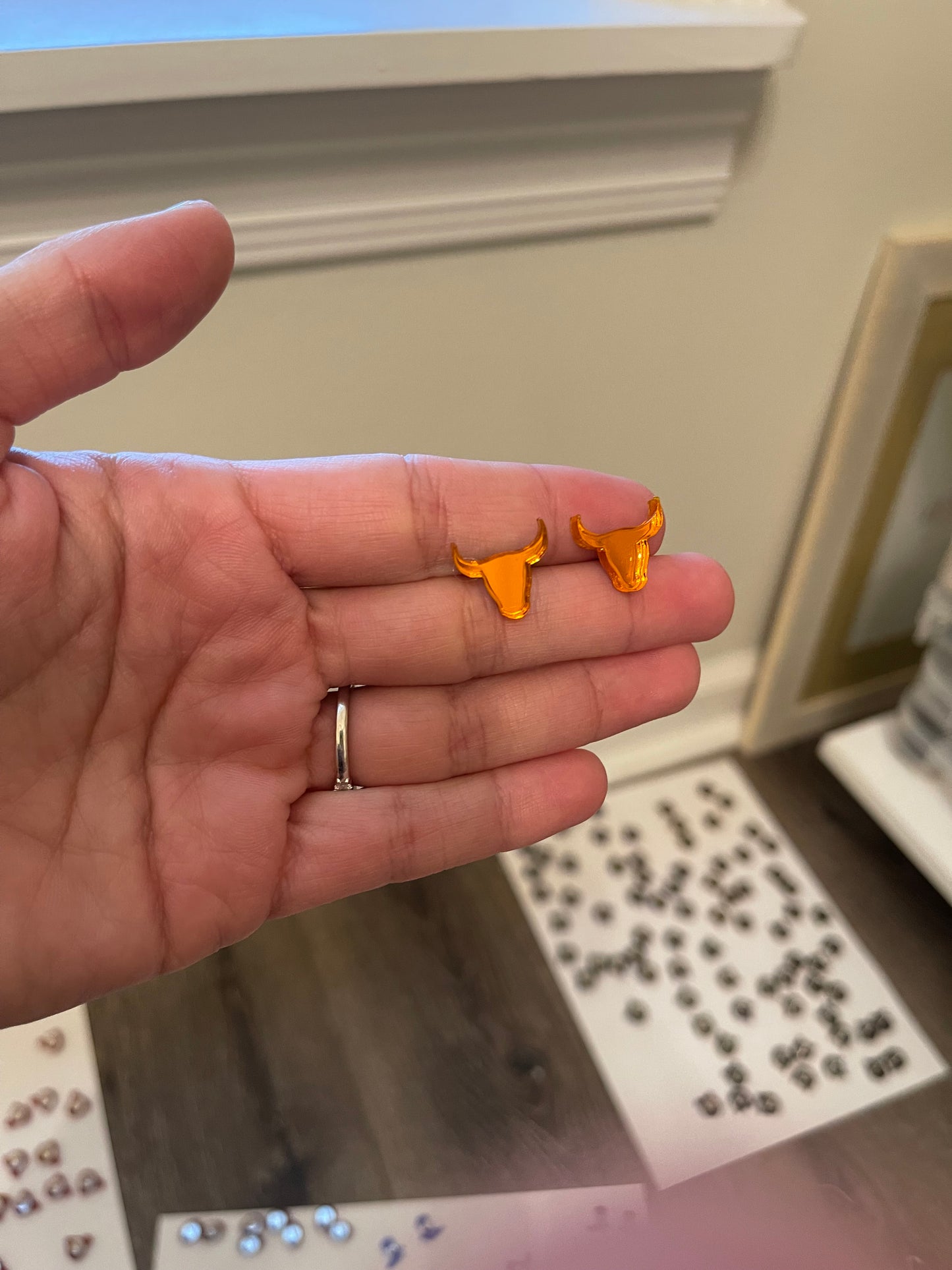 Orange Longhorn Stud Earrings