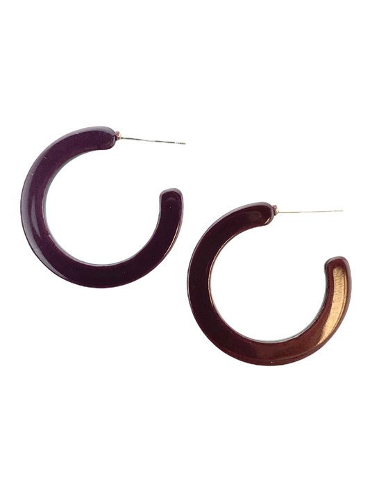 Eggplant Hoop Earrings