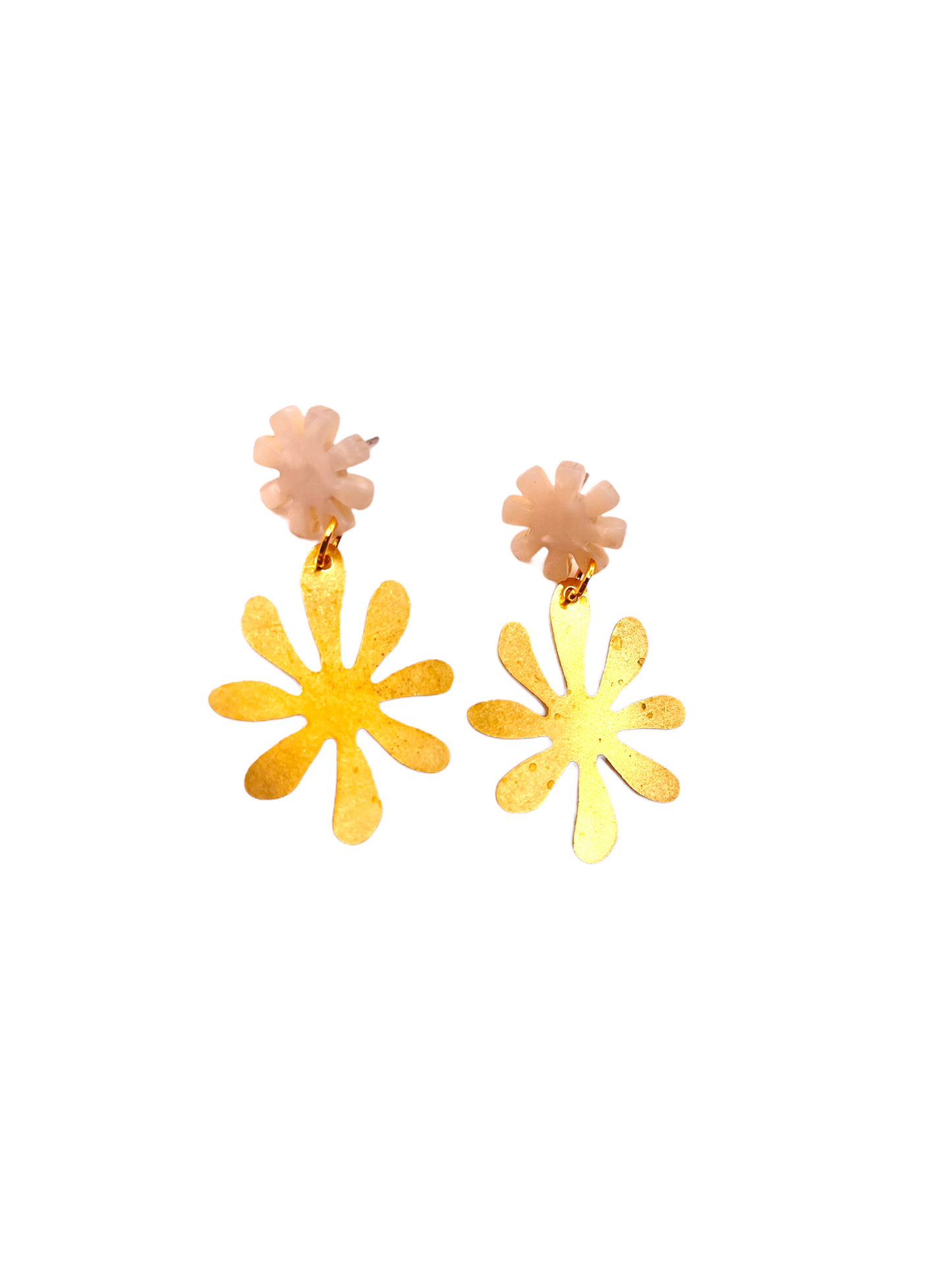 Raw Brass Flower Earrings