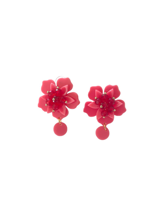 Statement Stone Flower Pink Earrings